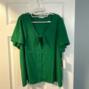 LC Lauren Conrad - Emerald Button-Up Blouse- XXL